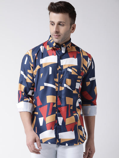 Hangup Men Casual Printed Cotton Blend Shirt