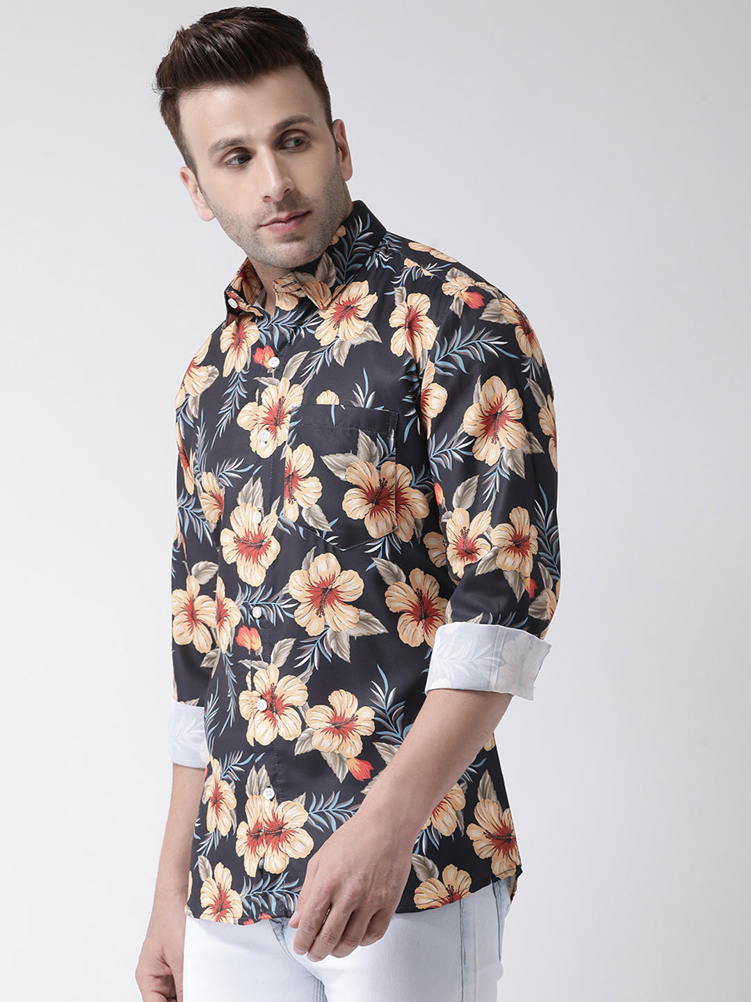 Hangup Men Casual Printed Cotton Blend Shirt