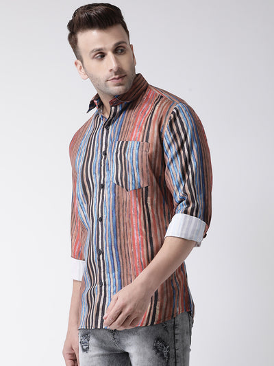 Hangup Men Casual Printed Cotton Blend Shirt