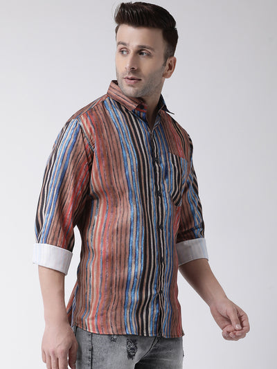 Hangup Men Casual Printed Cotton Blend Shirt