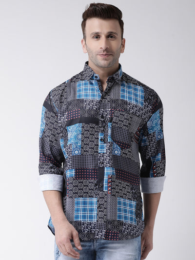 Hangup Men Casual Printed Cotton Blend Shirt