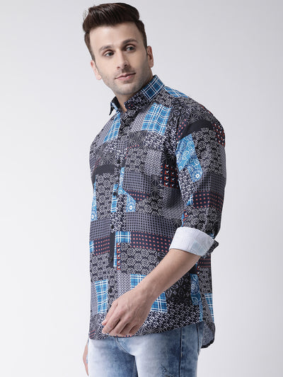 Hangup Men Casual Printed Cotton Blend Shirt