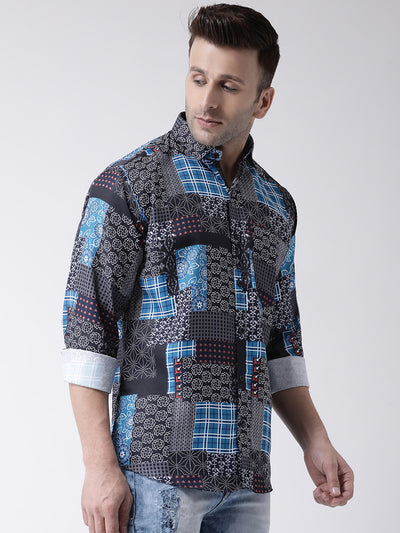 Hangup Men Casual Printed Cotton Blend Shirt