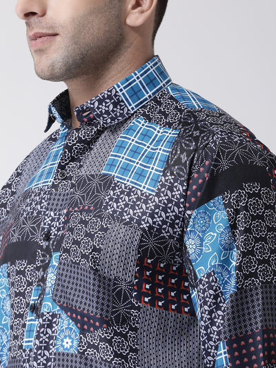 Hangup Men Casual Printed Cotton Blend Shirt