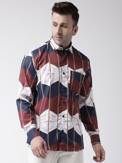 Hangup Men Casual Printed Cotton Blend Shirt