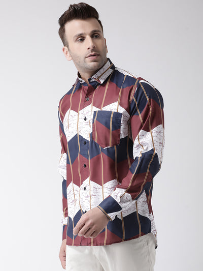 Hangup Men Casual Printed Cotton Blend Shirt