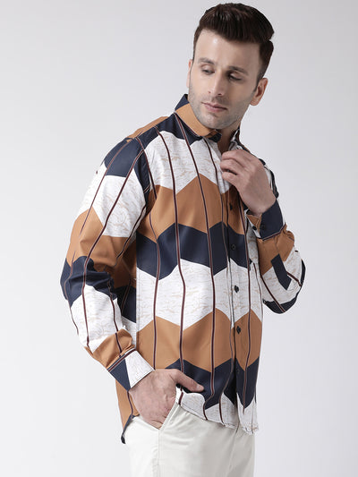 Hangup Men Casual Printed Cotton Blend Shirt