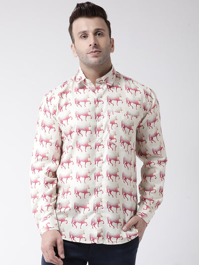 Hangup Men Casual Printed Cotton Blend Shirt