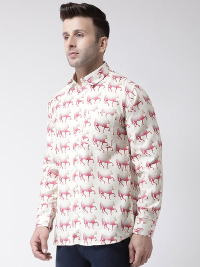 Hangup Men Casual Printed Cotton Blend Shirt