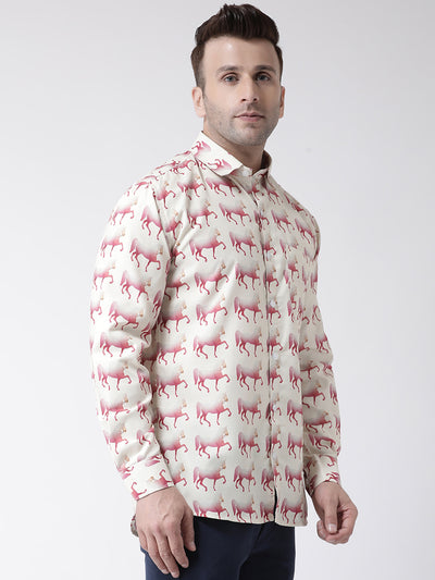 Hangup Men Casual Printed Cotton Blend Shirt