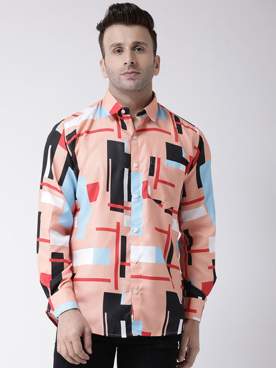 Hangup Men Casual Printed Cotton Blend Shirt