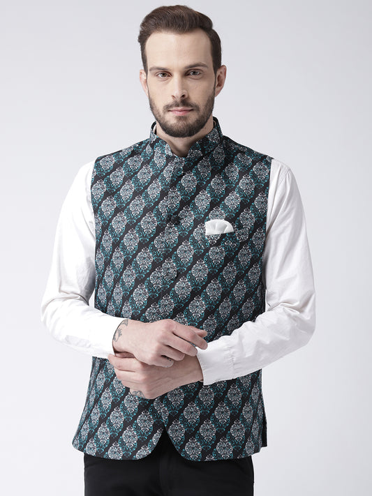 Hangup Men's Print Blend Formal WaistCoat