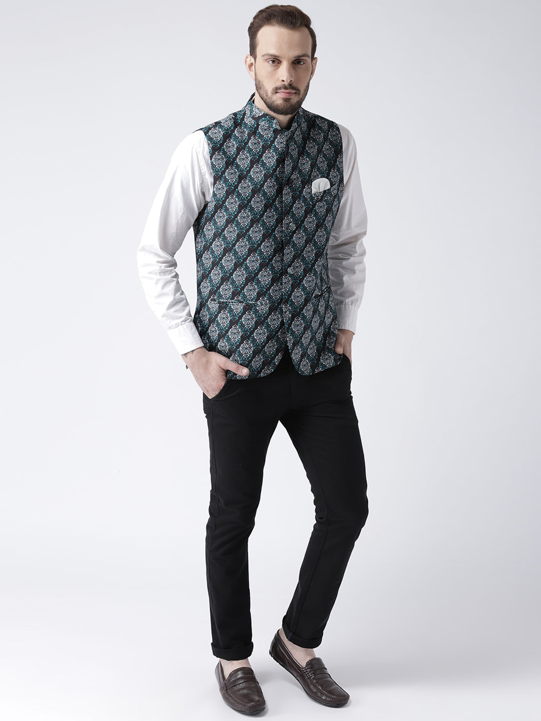 Hangup Men's Print Blend Formal WaistCoat