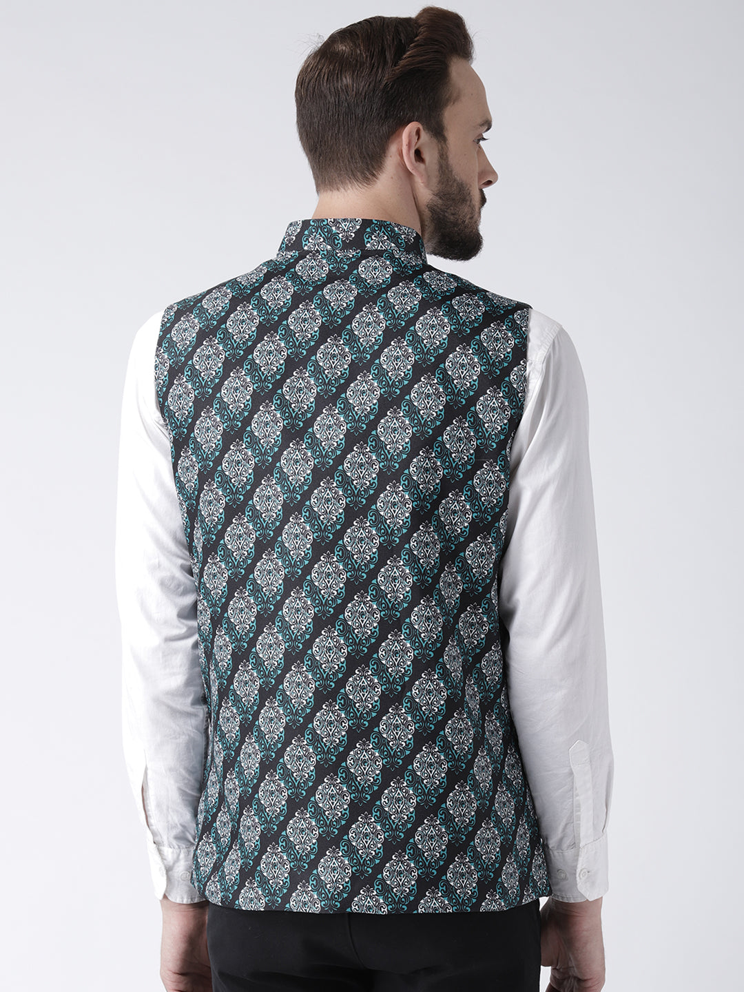 Hangup Men's Print Blend Formal WaistCoat