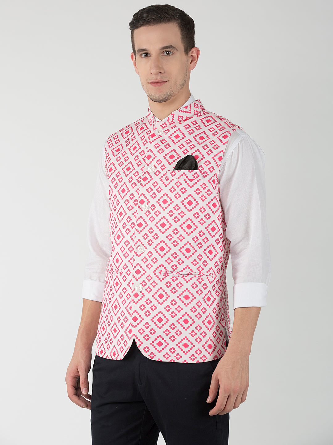 Hangup Men's Print Blend Formal WaistCoat