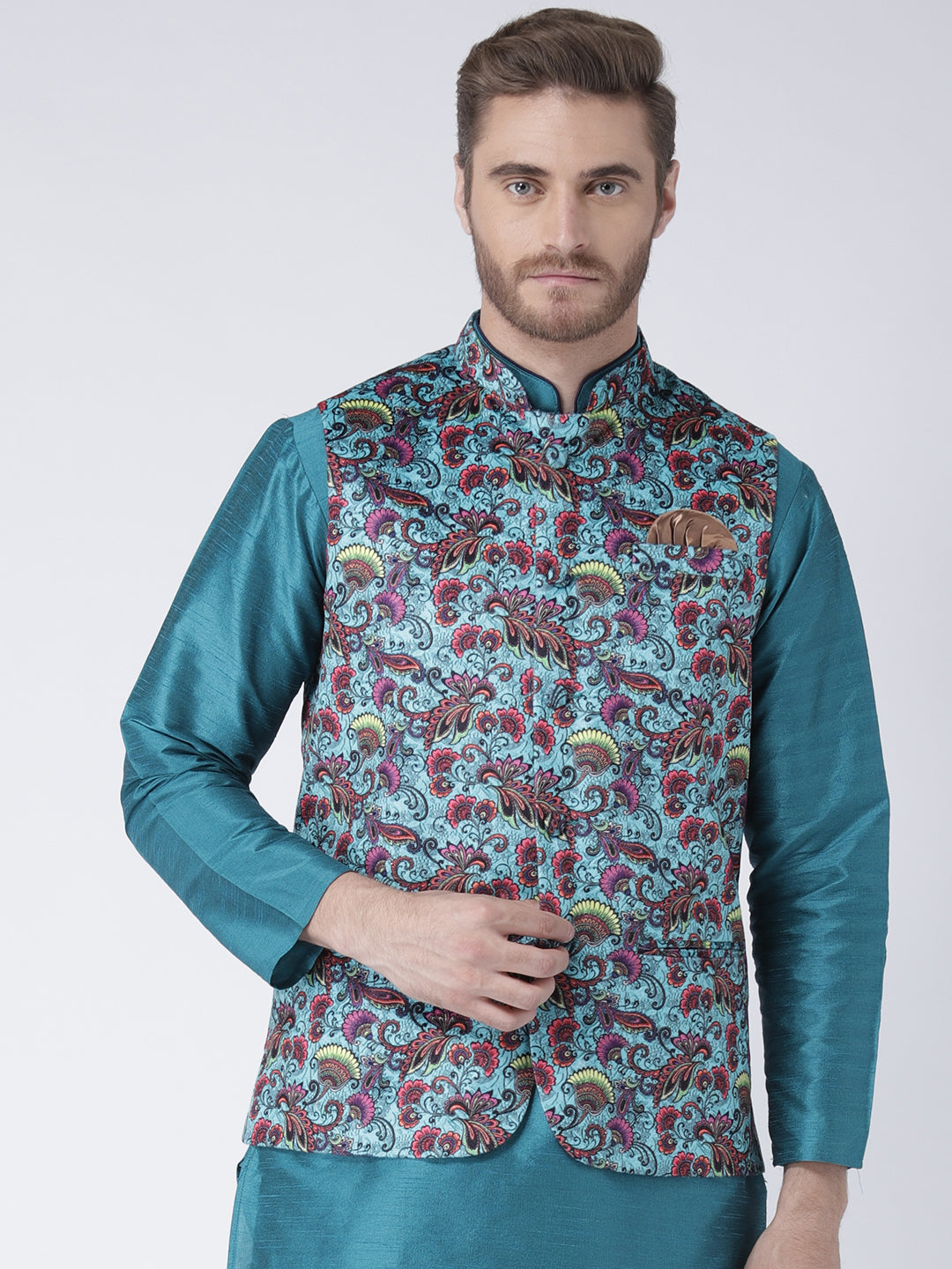 Hangup Men's Print Blend Formal WaistCoat