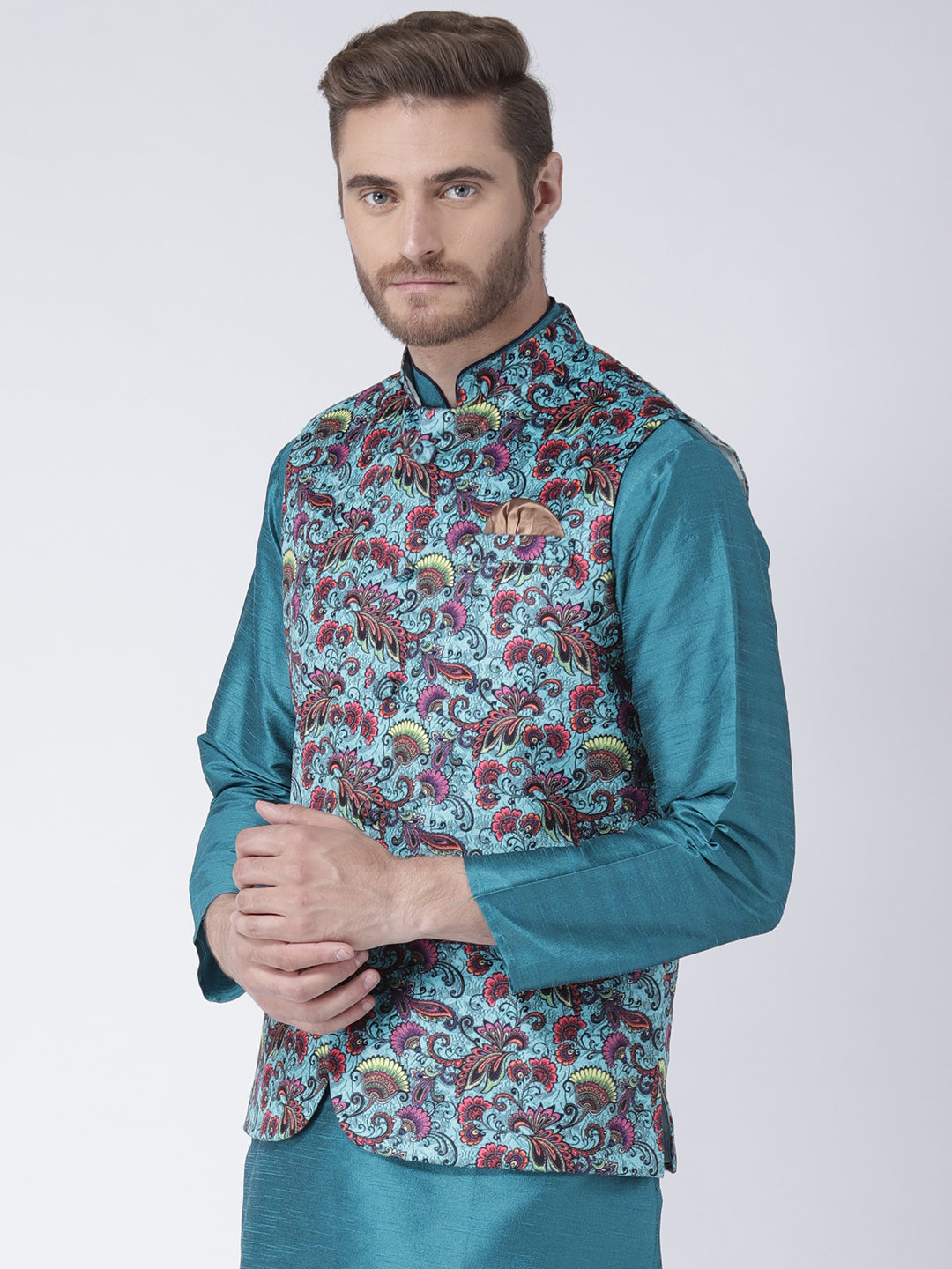 Hangup Men's Print Blend Formal WaistCoat