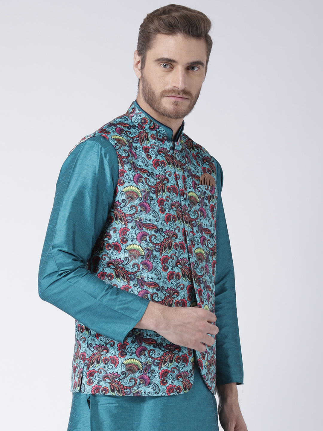 Hangup Men's Print Blend Formal WaistCoat