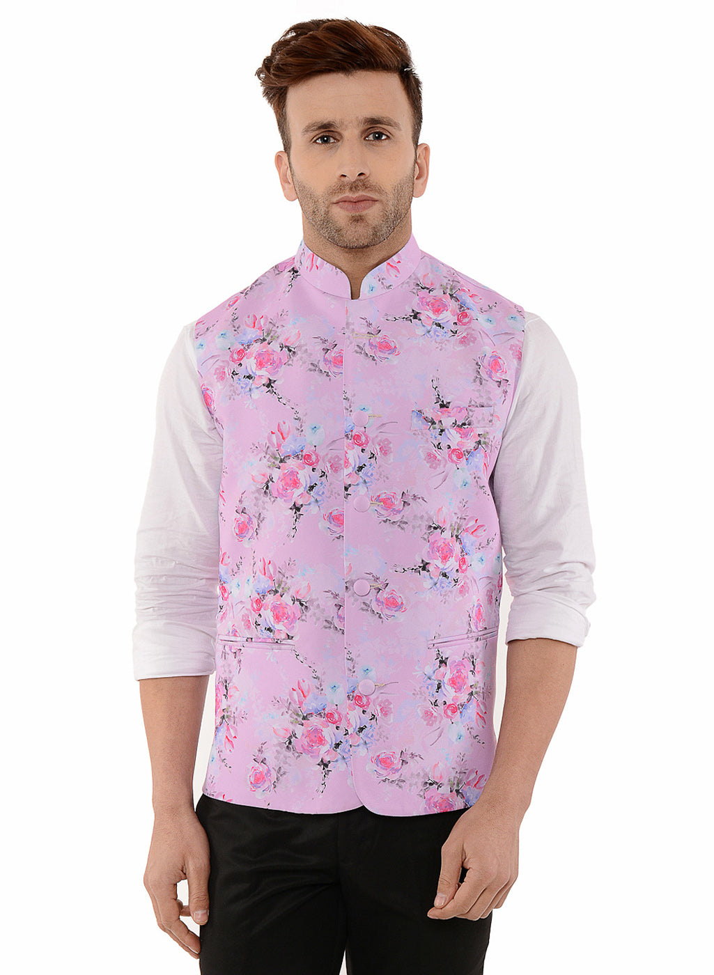 Hangup Men's Printed Blend Party WaistCoat