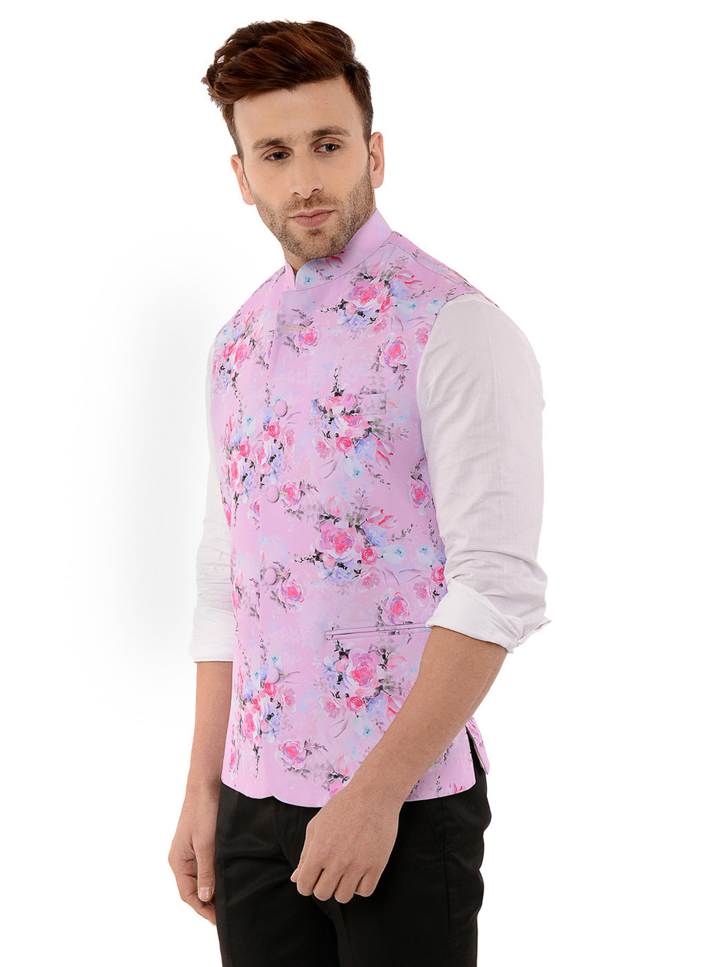 Hangup Men's Printed Blend Party WaistCoat