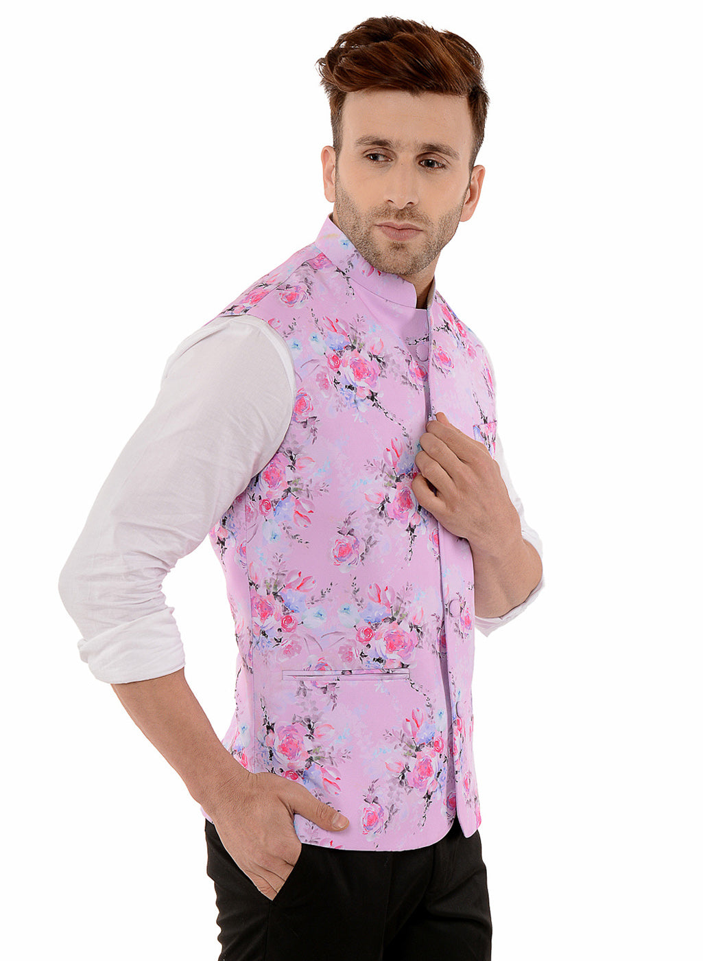 Hangup Men's Printed Blend Party WaistCoat