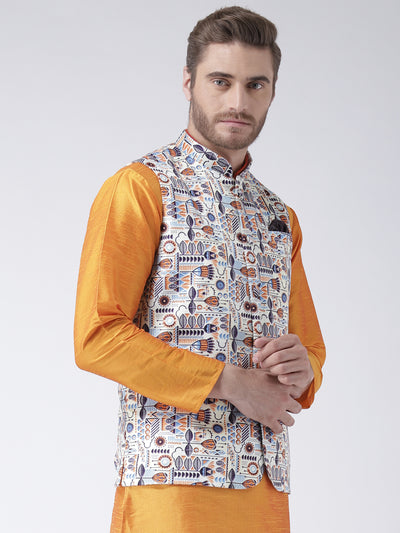 Hangup Men's Print Blend Formal WaistCoat