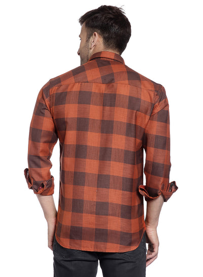 Hangup Men's Casual Checkered Cotton Viscose Shirt