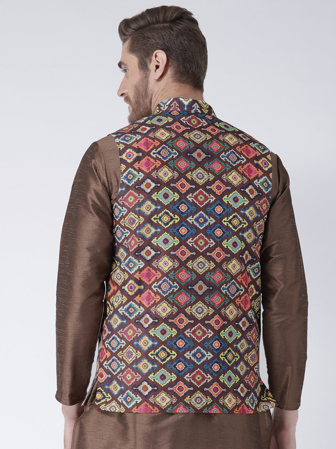 Hangup Men's Print Blend Formal WaistCoat