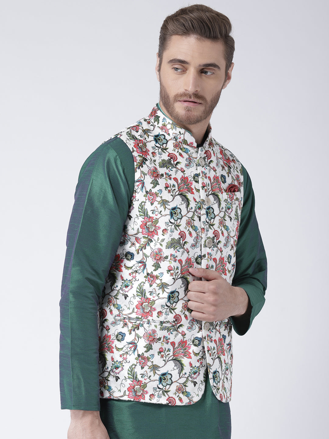 Hangup Men's Print Blend Formal WaistCoat