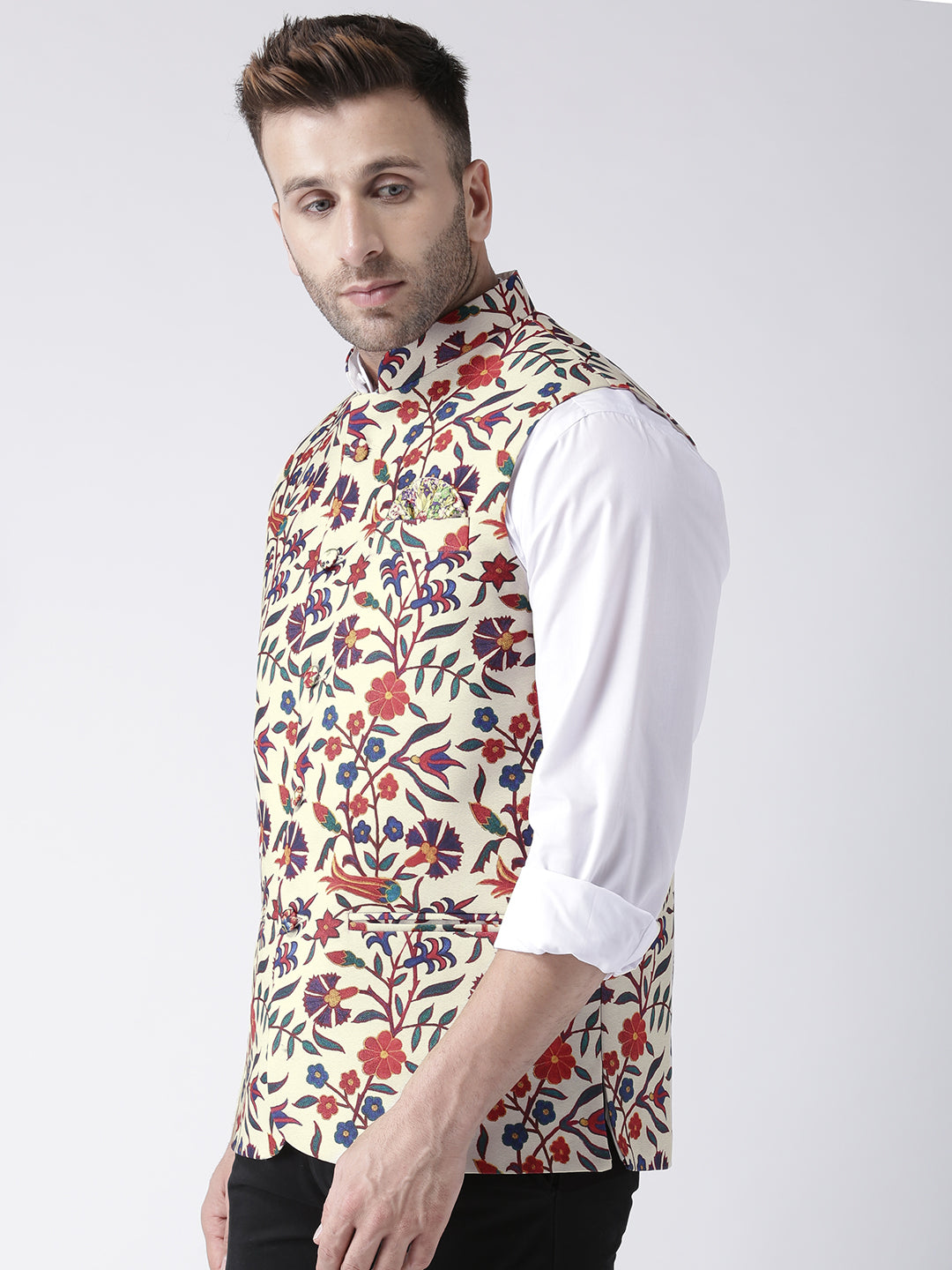 Hangup Men's Print Blend Formal WaistCoat