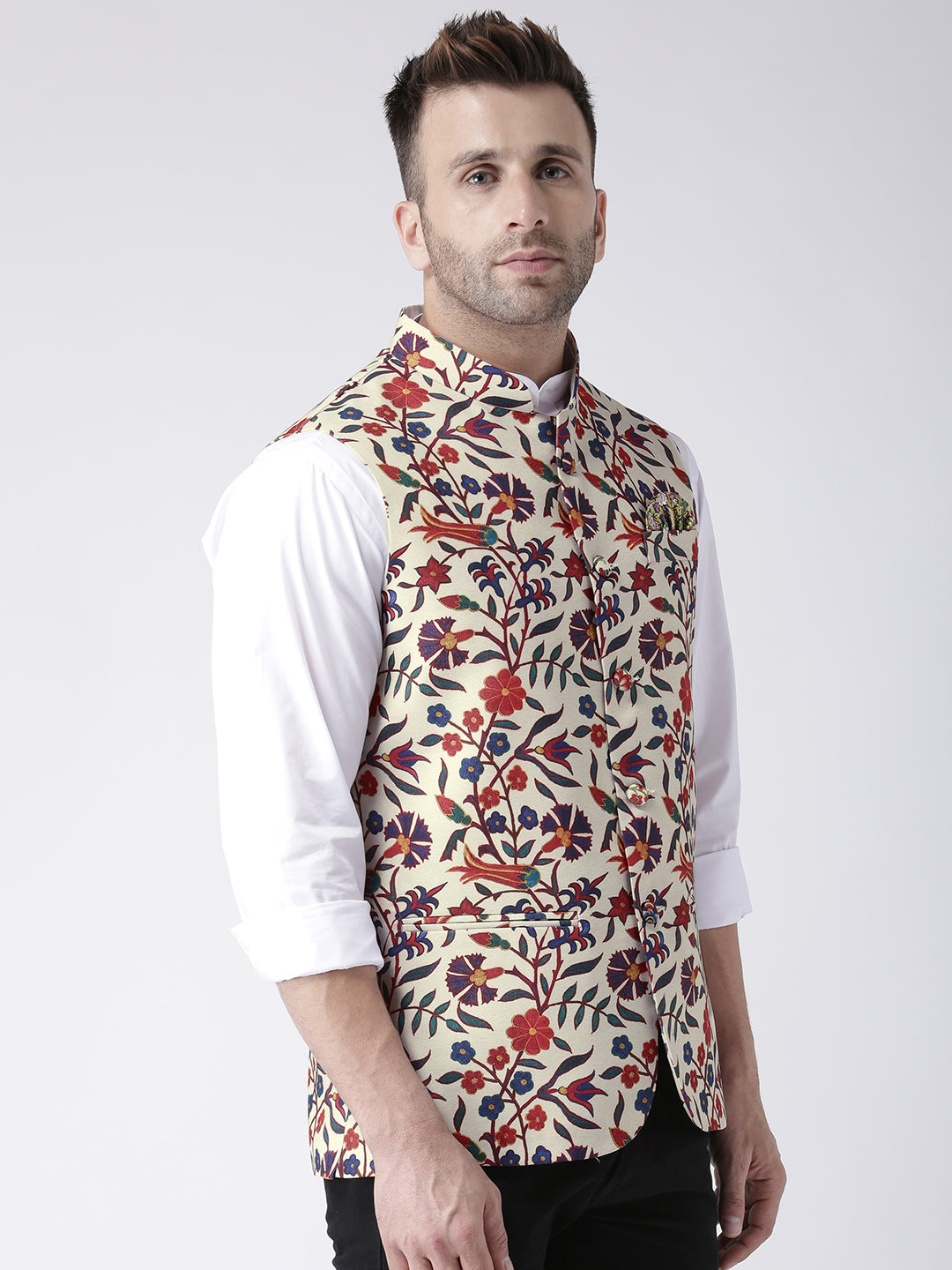 Hangup Men's Print Blend Formal WaistCoat