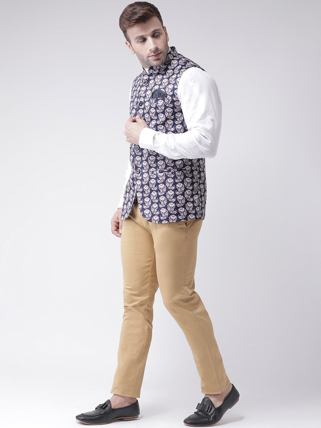 Hangup Men's Print Blend Formal WaistCoat