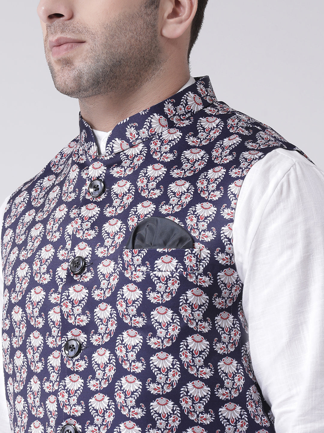 Hangup Men's Print Blend Formal WaistCoat