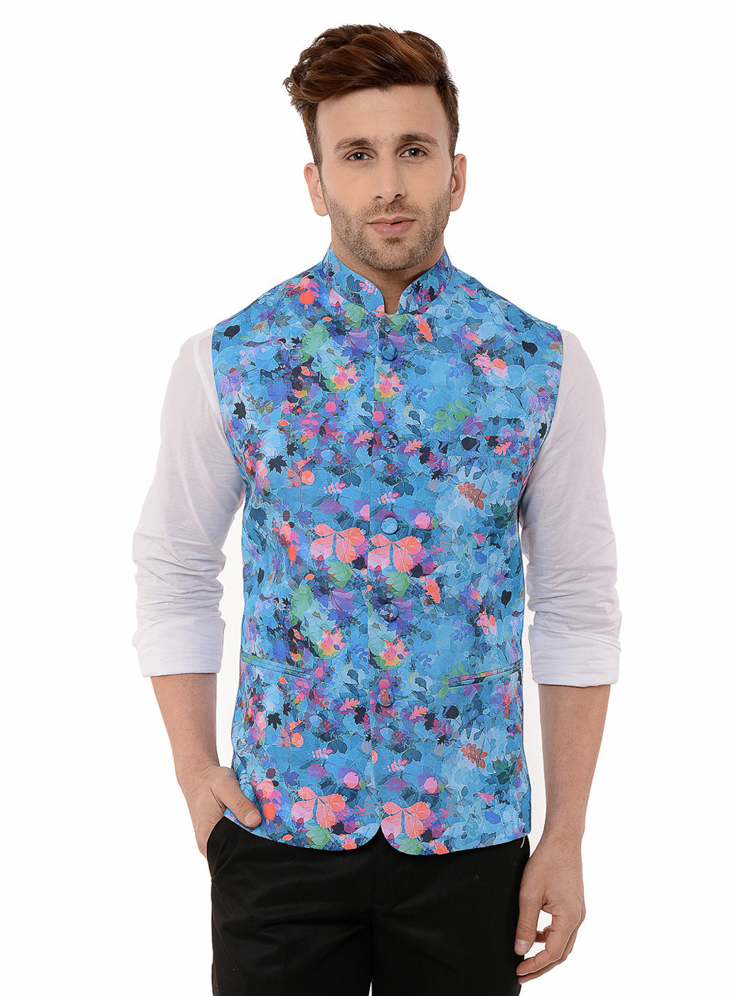 Hangup Men's Printed Blend Party WaistCoat