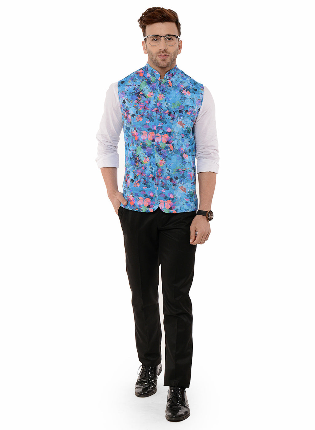 Hangup Men's Printed Blend Party WaistCoat