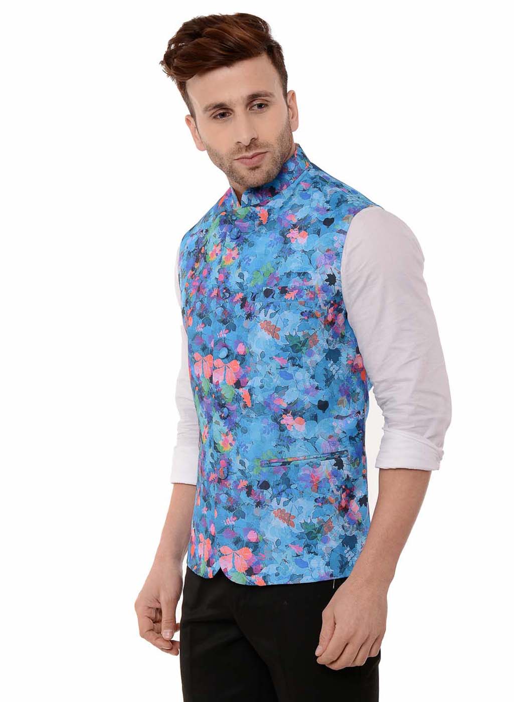 Hangup Men's Printed Blend Party WaistCoat