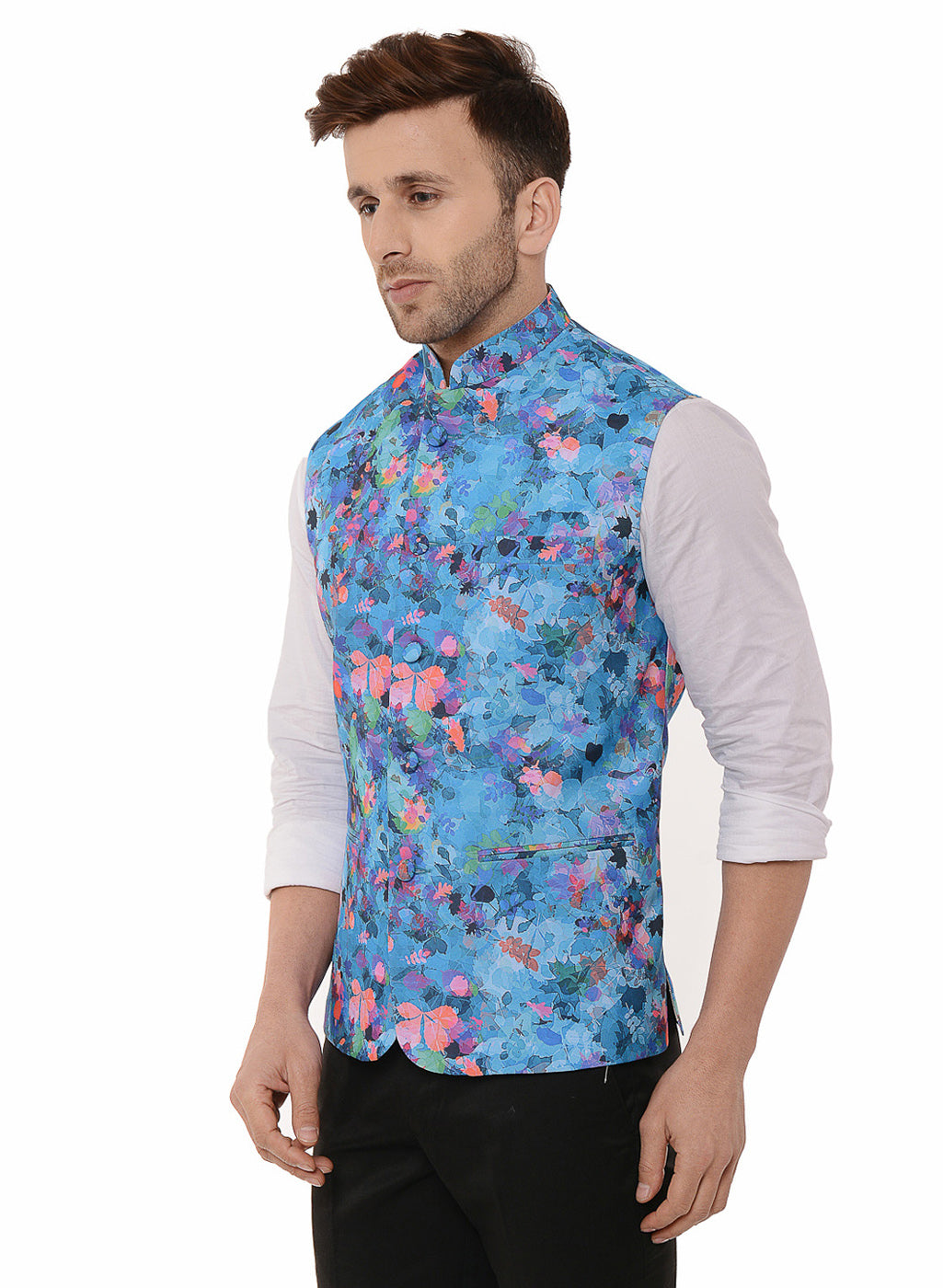 Hangup Men's Printed Blend Party WaistCoat