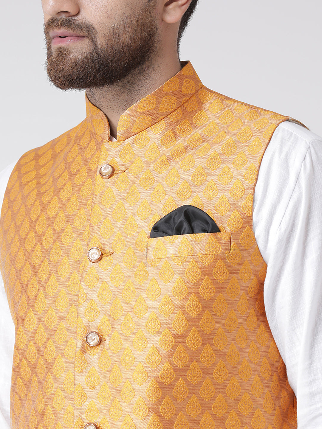 Hangup Men's Jacquard Blend Formal Nehru Jacket