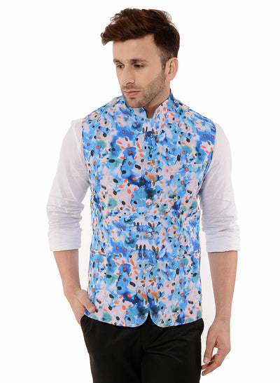 Hangup Men's Printed Blend Party WaistCoat