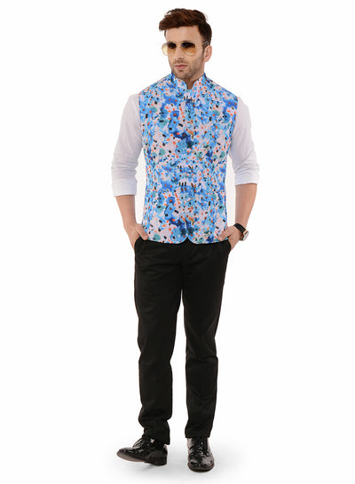 Hangup Men's Printed Blend Party WaistCoat