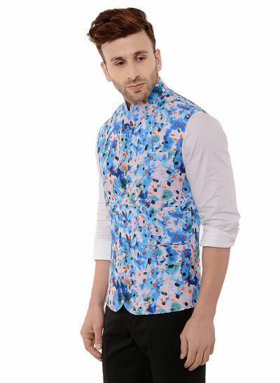 Hangup Men's Printed Blend Party WaistCoat