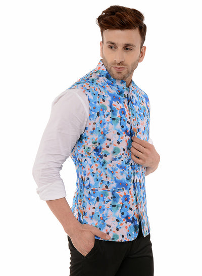 Hangup Men's Printed Blend Party WaistCoat