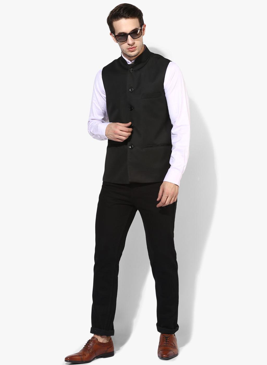 Hangup Men's Solid Blend Formal WaistCoat