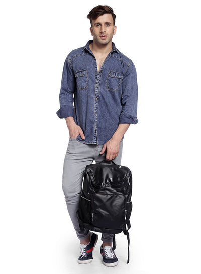 Hangup Men's Casual Solid Denim Shirt