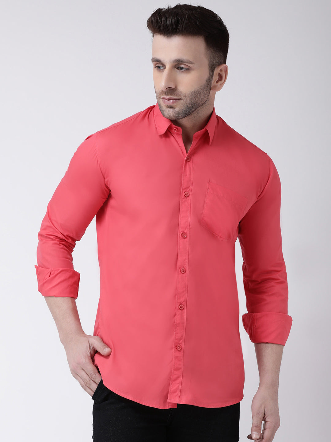 Hangup Men's Casual Solid Shirt