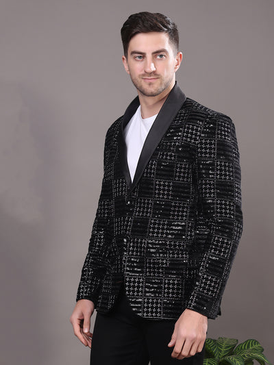 Hangup Men's Velvet Embroidered Tuxedo Blazer