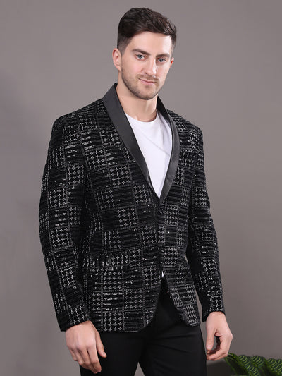 Hangup Men's Velvet Embroidered Tuxedo Blazer