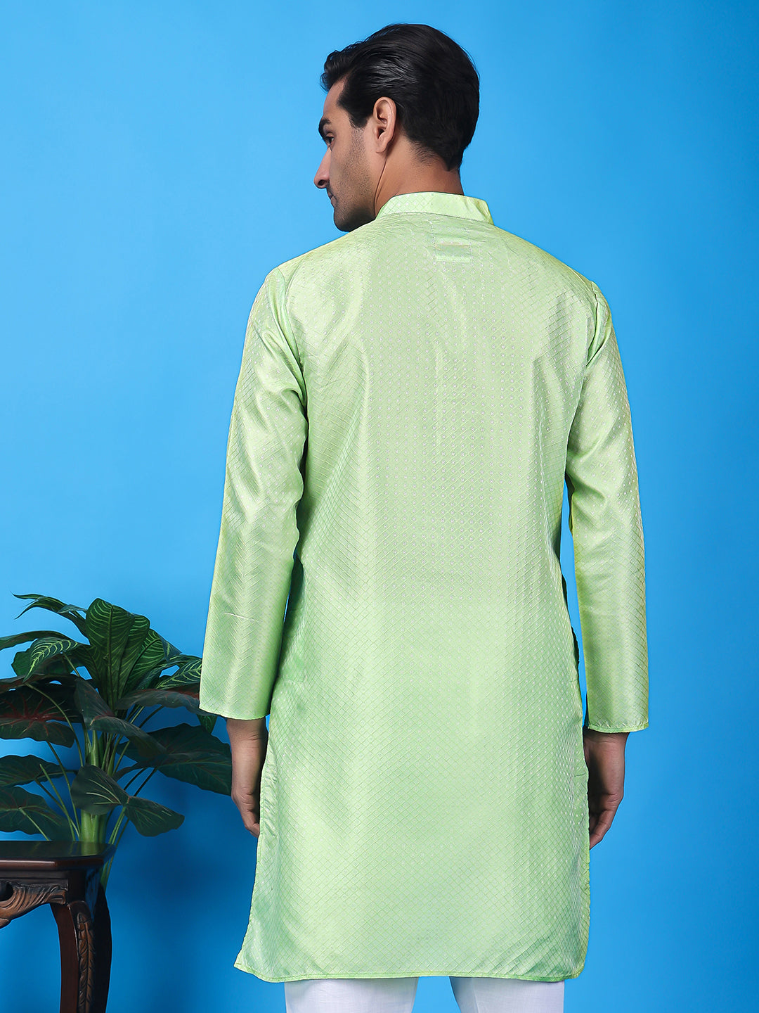 Hangup Men's Partywear Sea Green Kurta