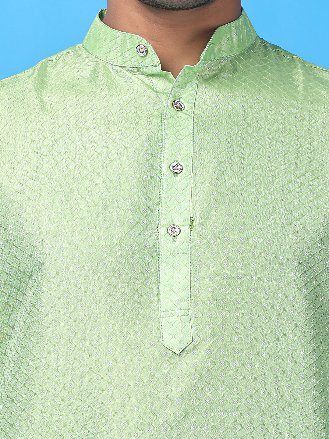 Hangup Men's Partywear Sea Green Kurta