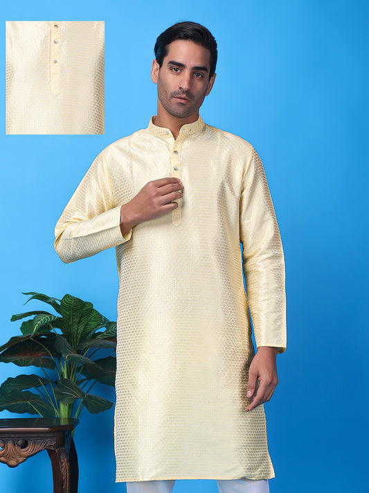 Hangup Men's Partywear Peach Only Kurta